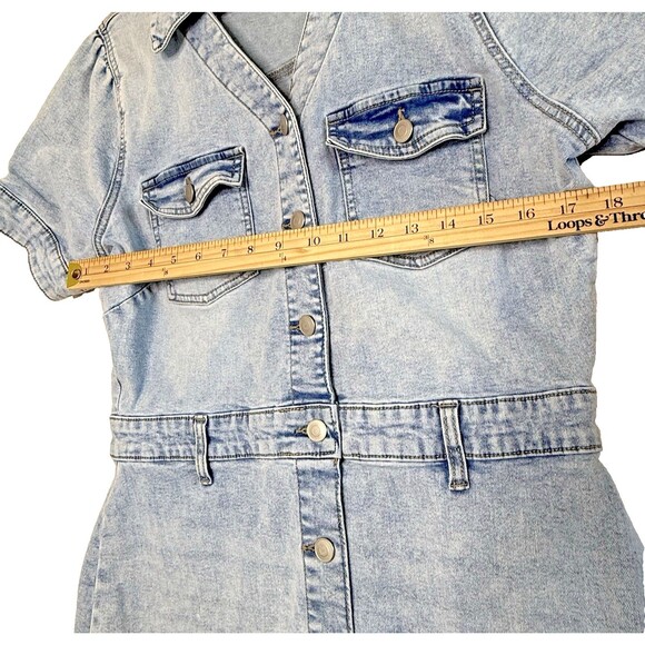 Celebrity Pink Denim Overalls Skirtall Dress Light Wash Juniors Plus women XL - Picture 9 of 14